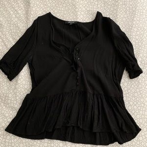 Madewell peplum black blouse